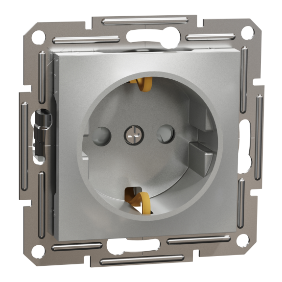 Schneider Electric EPH2900261, Asfora Plus, Alüminyum, Topraklı Priz, Çocuk Korumalı, Çerçevesiz