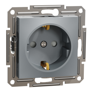 Schneider Electric EPH2900262, Asfora Plus, Çelik, Topraklı Priz, Çocuk Korumalı, Çerçevesiz