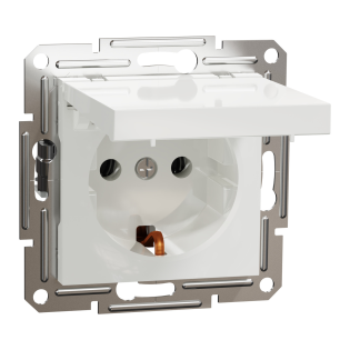Schneider Electric EPH3170121, Asfora, Beyaz, Topraklı Priz, Kapaklı, Çerçevesiz