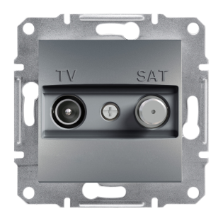 Schneider Electric EPH3400162, Asfora Plus, Çelik, TV ve SAT Prizi, Sonlu, F Tipi, İkili, Çerçevesiz