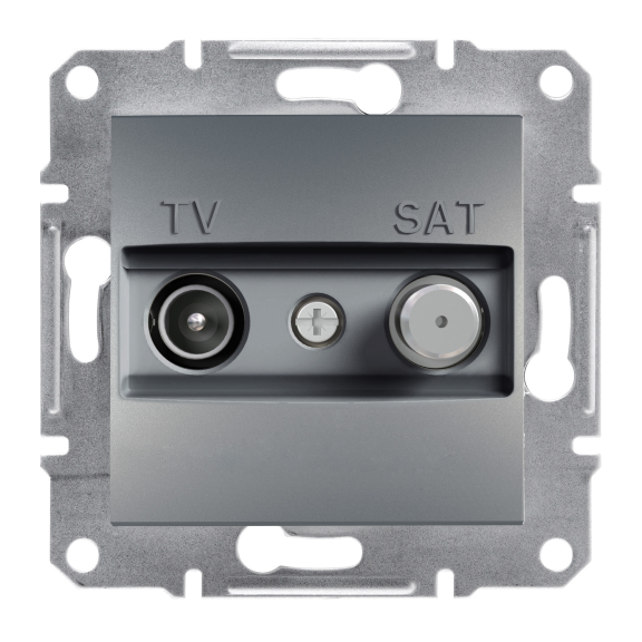 Schneider Electric EPH3400162, Asfora Plus, Çelik, TV ve SAT Prizi, Sonlu, F Tipi, İkili, Çerçevesiz