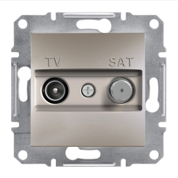 Schneider Electric EPH3400369, Asfora Plus, Bronz, TV ve SAT Prizi, Geçişli, 8dB, F Tipi, İkili, Çerçevesiz