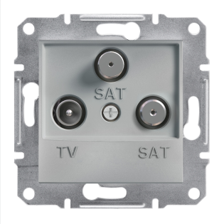 Schneider Electric EPH3600161, Asfora Plus, Alüminyum, TV ve SAT-SAT Prizi, Sonlu, Üçlü, Çerçevesiz