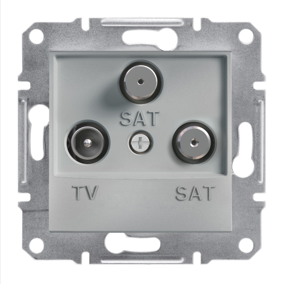 Schneider Electric EPH3600161, Asfora Plus, Alüminyum, TV ve SAT-SAT Prizi, Sonlu, Üçlü, Çerçevesiz