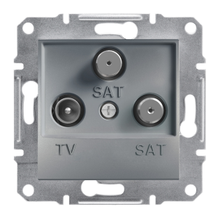 Schneider Electric EPH3600162, Asfora Plus, Çelik, TV ve SAT-SAT Prizi, Sonlu, Üçlü, Çerçevesiz