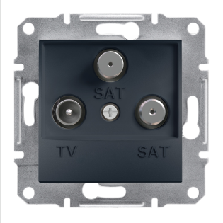 Schneider Electric EPH3600171, Asfora Plus, Antrasit, TV ve SAT-SAT Prizi, Sonlu, Üçlü, Çerçevesiz