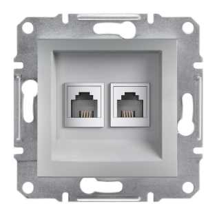 Schneider Electric EPH4200161, Asfora Plus, Alüminyum, Nümeris Telefon Prizi, RJ11, İkili, Çerçevesiz
