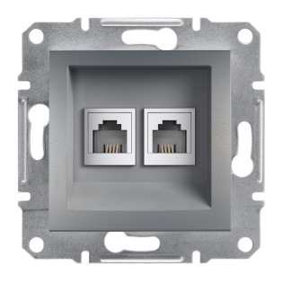 Schneider Electric EPH4200162, Asfora Plus, Çelik, Nümeris Telefon Prizi, RJ11, İkili, Çerçevesiz