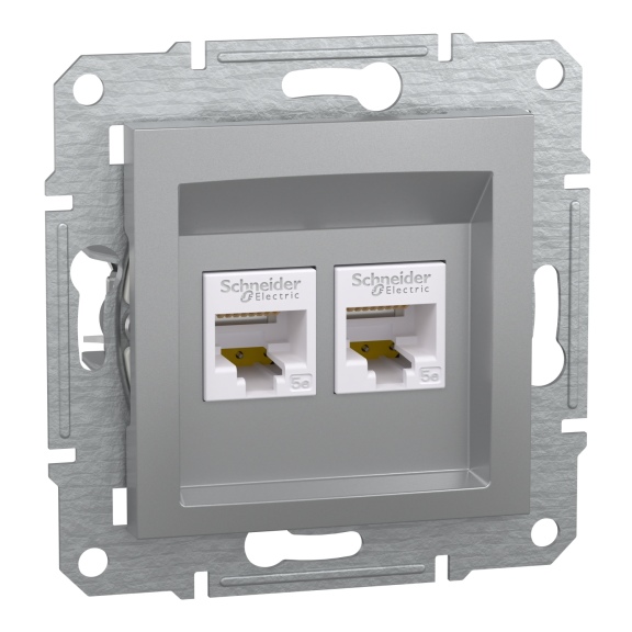 Schneider Electric EPH4400161, Asfora Plus, Alüminyum, Data İnternet Prizi, RJ45, CAT 5e-UTP, İkili, Çerçevesiz