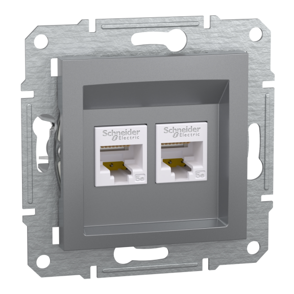 Schneider Electric EPH4400162, Asfora Plus, Çelik, Data İnternet Prizi, RJ45, CAT 5e-UTP, İkili, Çerçevesiz