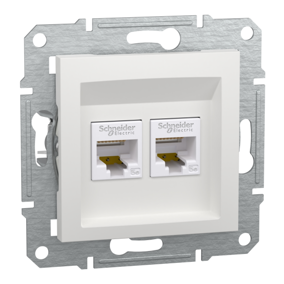 Schneider Electric EPH4470121, Asfora, Beyaz, Data İnternet Prizi, RJ45, CAT 5e-UTP, İkili, Çerçevesiz