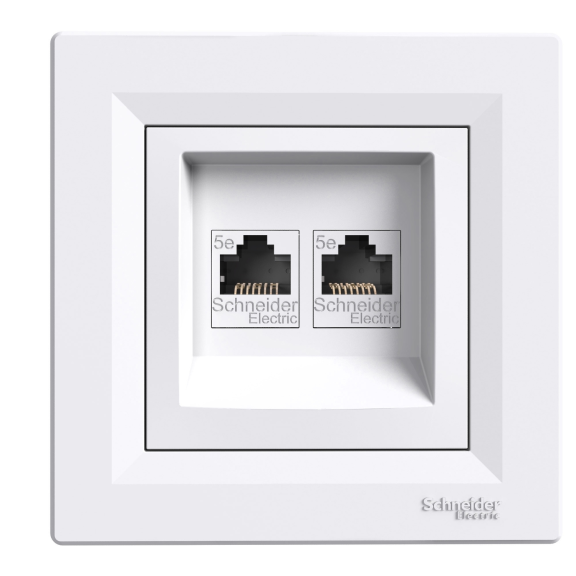Schneider Electric EPH4470521, Asfora, Beyaz, Data İnternet Prizi, RJ45, Konnektörsüz, İkili, Çerçevesiz