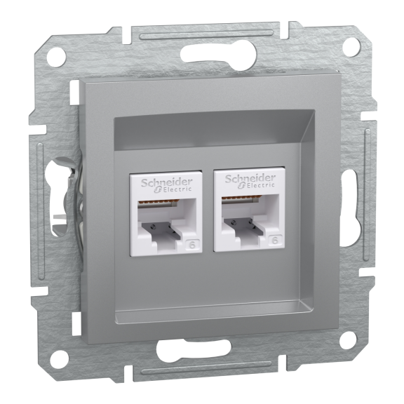 Schneider Electric EPH4800161, Asfora Plus, Alüminyum, Data İnternet Prizi, RJ45, CAT 6-UTP, İkili, Çerçevesiz