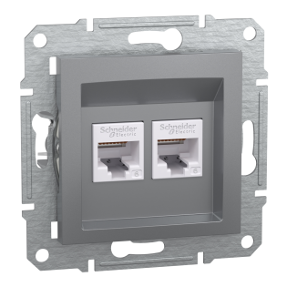 Schneider Electric EPH4800162, Asfora Plus, Çelik, Data İnternet Prizi, RJ45, CAT 6-UTP, İkili, Çerçevesiz