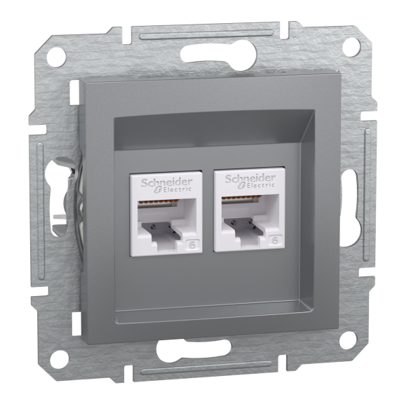 Schneider Electric EPH4800162, Asfora Plus, Çelik, Data İnternet Prizi, RJ45, CAT 6-UTP, İkili, Çerçevesiz