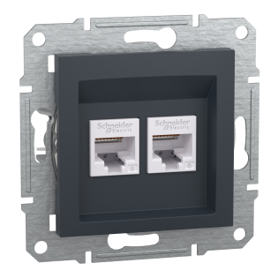 Schneider Electric EPH4800171, Asfora Plus, Antrasit, Data İnternet Prizi, RJ45, CAT 6-UTP, İkili, Çerçevesiz