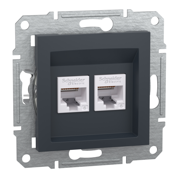 Schneider Electric EPH4800171, Asfora Plus, Antrasit, Data İnternet Prizi, RJ45, CAT 6-UTP, İkili, Çerçevesiz