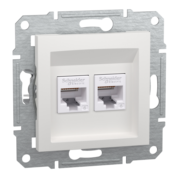 Schneider Electric EPH4870121, Asfora, Beyaz, Data İnternet Prizi, RJ45, CAT 6-UTP, İkili, Çerçevesiz