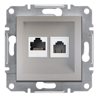 Schneider Electric EPH5200169, Asfora Plus, Bronz, Nümeris Telefon ve Data İnternet Prizi, RJ11 ve RJ45, CAT 6-UTP, İkili, Çerçevesiz