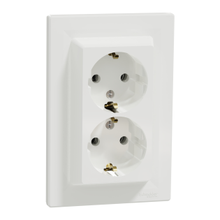 Schneider Electric EPH9900121, Asfora, Beyaz, Topraklı Priz, İkili, Çerçeveli
