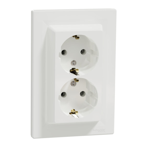 Schneider Electric EPH9900121, Asfora, Beyaz, Topraklı Priz, İkili, Çerçeveli