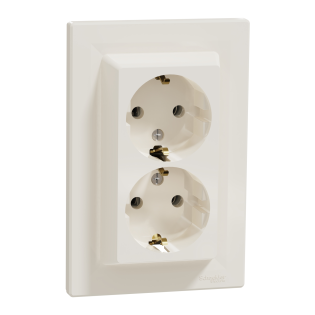Schneider Electric EPH9900123, Asfora, Krem, Topraklı Priz, İkili, Çerçeveli