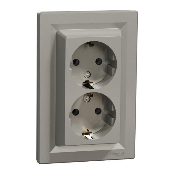 Schneider Electric EPH9900169, Asfora Plus, Bronz, Topraklı Priz, İkili, Çerçeveli