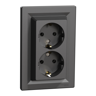 Schneider Electric EPH9900171, Asfora Plus, Antrasit, Topraklı Priz, İkili, Çerçeveli