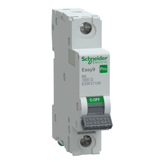 Schneider Electric EZ9F27106, Easy9 Pro, 6 Amper, 1 Kutuplu, B Tipi, Otomatik Sigorta, 6 kA, 1x6B