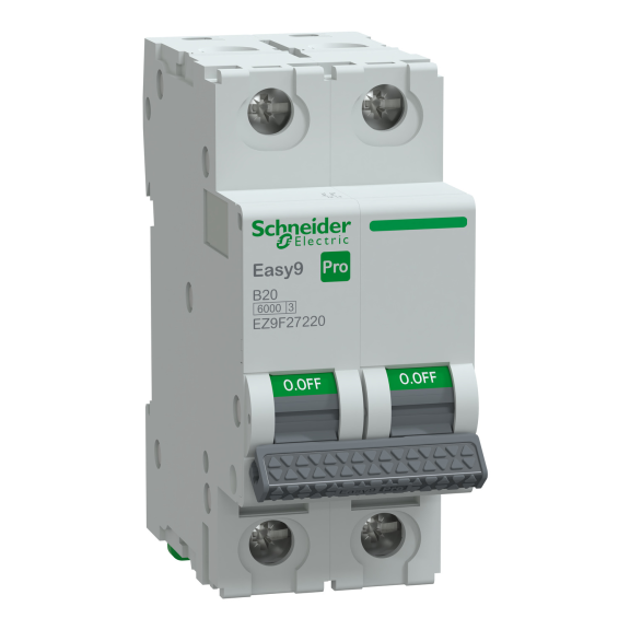 Schneider Electric EZ9F27220, Easy9 Pro, 20 Amper, 2 Kutuplu, B Tipi, Otomatik Sigorta, 6 kA, 2x20B