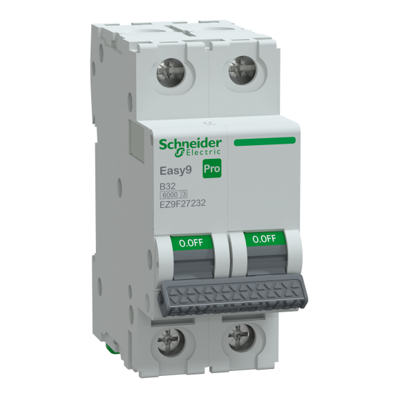 Schneider Electric EZ9F27232, Easy9 Pro, 32 Amper, 2 Kutuplu, B Tipi, Otomatik Sigorta, 6 kA, 2x32B