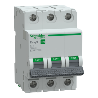 Schneider Electric EZ9F27316, Easy9 Pro, 16 Amper, 3 Kutuplu, B Tipi, Otomatik Sigorta, 6 kA, 3x16B