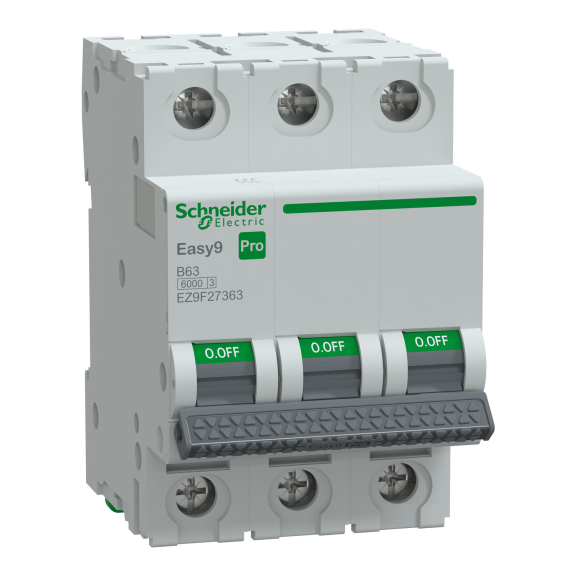 Schneider Electric EZ9F27363, Easy9 Pro, 63 Amper, 3 Kutuplu, B Tipi, Otomatik Sigorta, 6 kA, 3x63B
