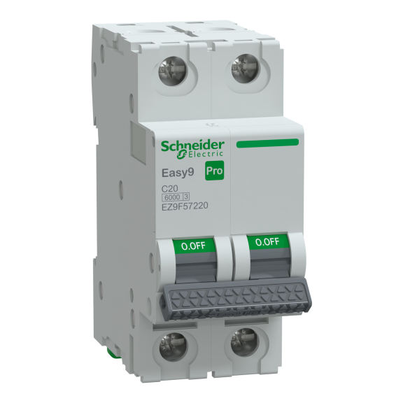 Schneider Electric EZ9F57220, Easy9 Pro, 20 Amper, 2 Kutuplu, C Tipi, Otomatik Sigorta, 6 kA, 2x20C