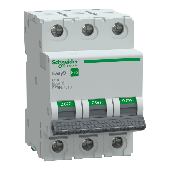 Schneider Electric EZ9F57310, Easy9 Pro, 10 Amper, 3 Kutuplu, C Tipi, Otomatik Sigorta, 6 kA, 3x10C