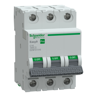 Schneider Electric EZ9F57316, Easy9 Pro, 16 Amper, 3 Kutuplu, C Tipi, Otomatik Sigorta, 6 kA, 3x16C