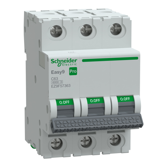 Schneider Electric EZ9F57363, Easy9 Pro, 63 Amper, 3 Kutuplu, C Tipi, Otomatik Sigorta, 6 kA, 3x63C