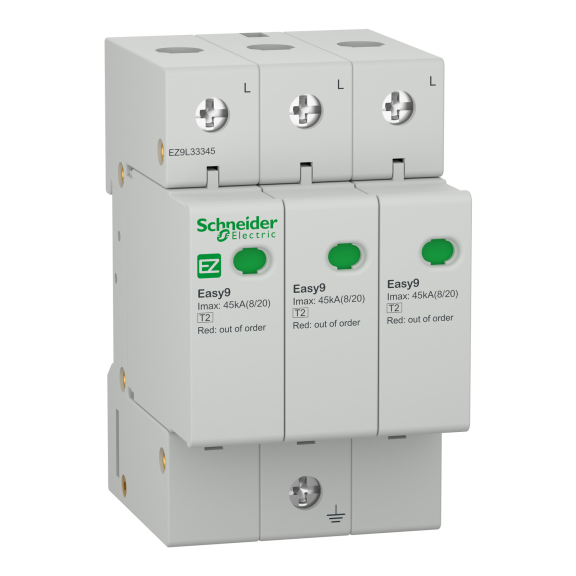 Schneider Electric EZ9L33345, Easy9, Kartuşlu Tip, AG Parafudr, 3 Kutup, Tip 2, C Sınıfı, 20 kA