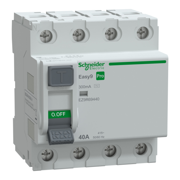 Schneider Electric EZ9R69440, Easy9 Pro, 40 Amper, 300mA, AC Tip, Kaçak Akım Koruma Rölesi, 4 Kutuplu (3 Faz+Nötr)
