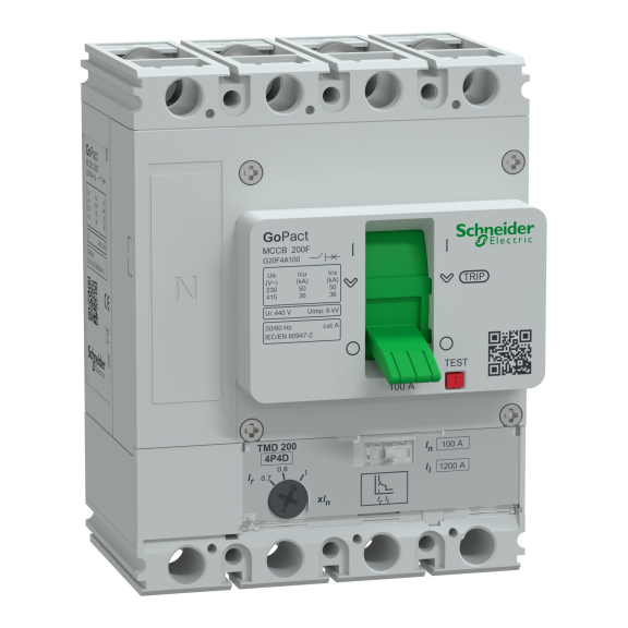 Schneider Electric G20F4A100, GoPact, 70-100 Amper, 4 Kutuplu, 36 kA, Kompakt Şalter, G200F, TM100D