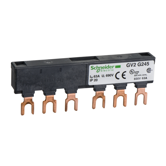 Schneider Electric GV2G245, TeSys Deca, 2 Adet GV2 için Besleme Barası, 63 Amper, 45 mm