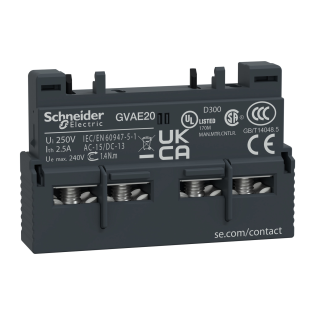 Schneider Electric GVAE20, TeSys Deca, GV2 ve GV3P Motor Koruma Şalterleri için Yardımcı Kontak Blok, 2NA
