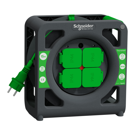 Schneider Electric IMT33136, Thorsman, Kompakt Kablo Makarası, 15 Metre 3x1.5mm² H05VVF Kablolu, IP44, CEE 7/3