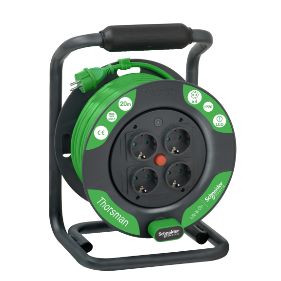 Schneider Electric IMT33140, Thorsman, Klasik Kablo Makarası, 20 Metre 3x1.5mm² H05VVF Kablolu, IP20, CEE 7/3