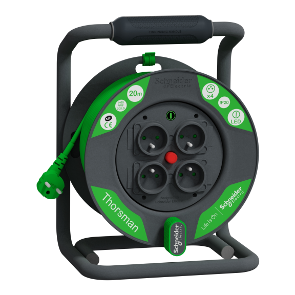 Schneider Electric IMT33142, Thorsman, Klasik Kablo Makarası, 20 Metre 3x1.5mm² H05VVF Kablolu, IP20, CEE 7/5