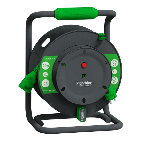 Schneider Electric IMT33151, Thorsman, Uzatmalı Kablo Makarası, 25 Metre 3x1.5mm² H05VVF Kablolu, IP44, CEE 7/3
