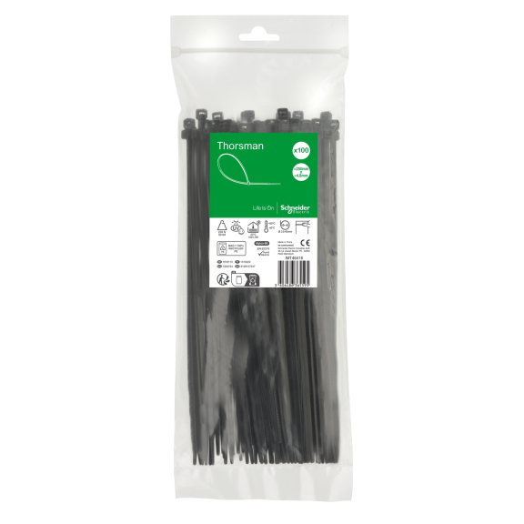 Schneider Electric IMT46416, Thorsman, 250x4.8mm, Siyah, Kablo Bağı, 100 Adet