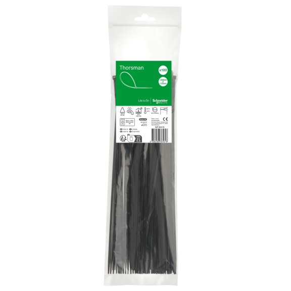 Schneider Electric IMT46418, Thorsman, 300x3.6mm, Siyah, Kablo Bağı, 100 Adet