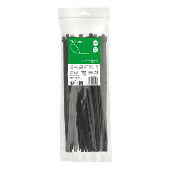 Schneider Electric IMT46420, Thorsman, 300x4.8mm, Siyah, Kablo Bağı, 100 Adet