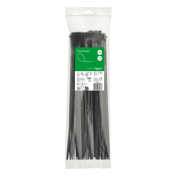 Schneider Electric IMT46423, Thorsman, 370x4.8mm, Siyah, Kablo Bağı, 100 Adet